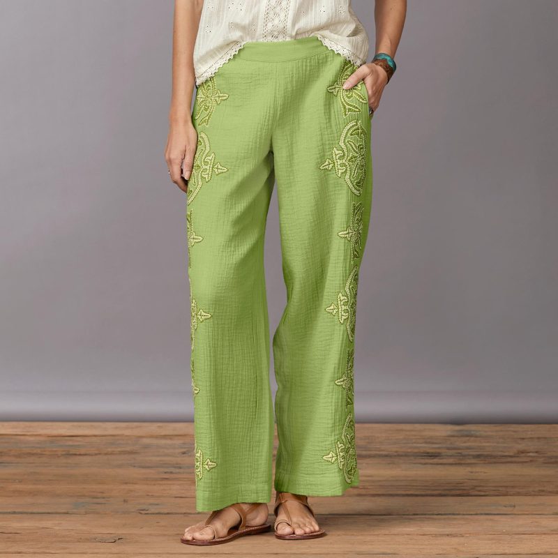 Morgana Embroidered Pants. Petite